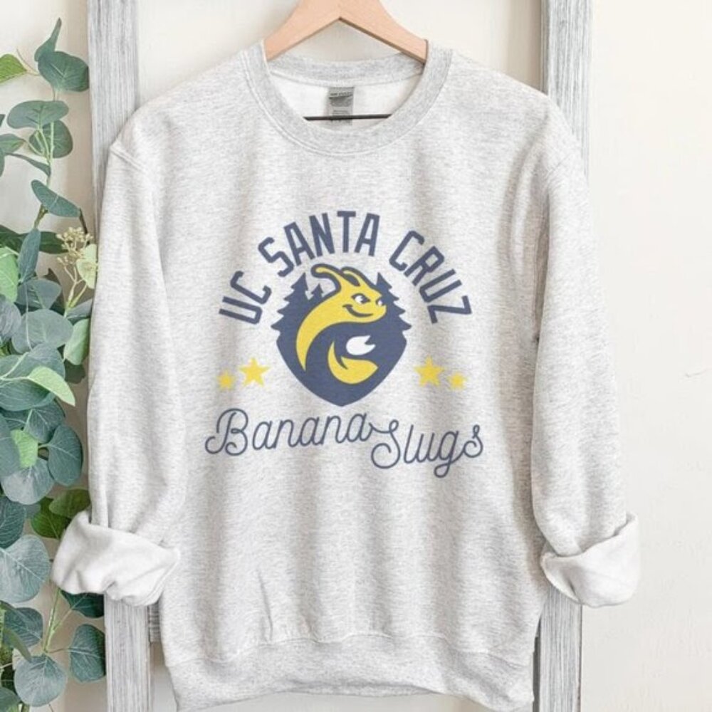 Retro UC Santa Cruz College Banana Slugs shirt retro Sweatshirt grey